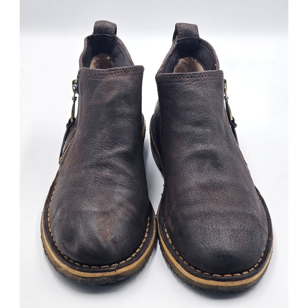 UGG Women's Dark Brown Leather Clementine Shearling Leather Ankle Boot Sz 7 2953 - Picture 7 of 16